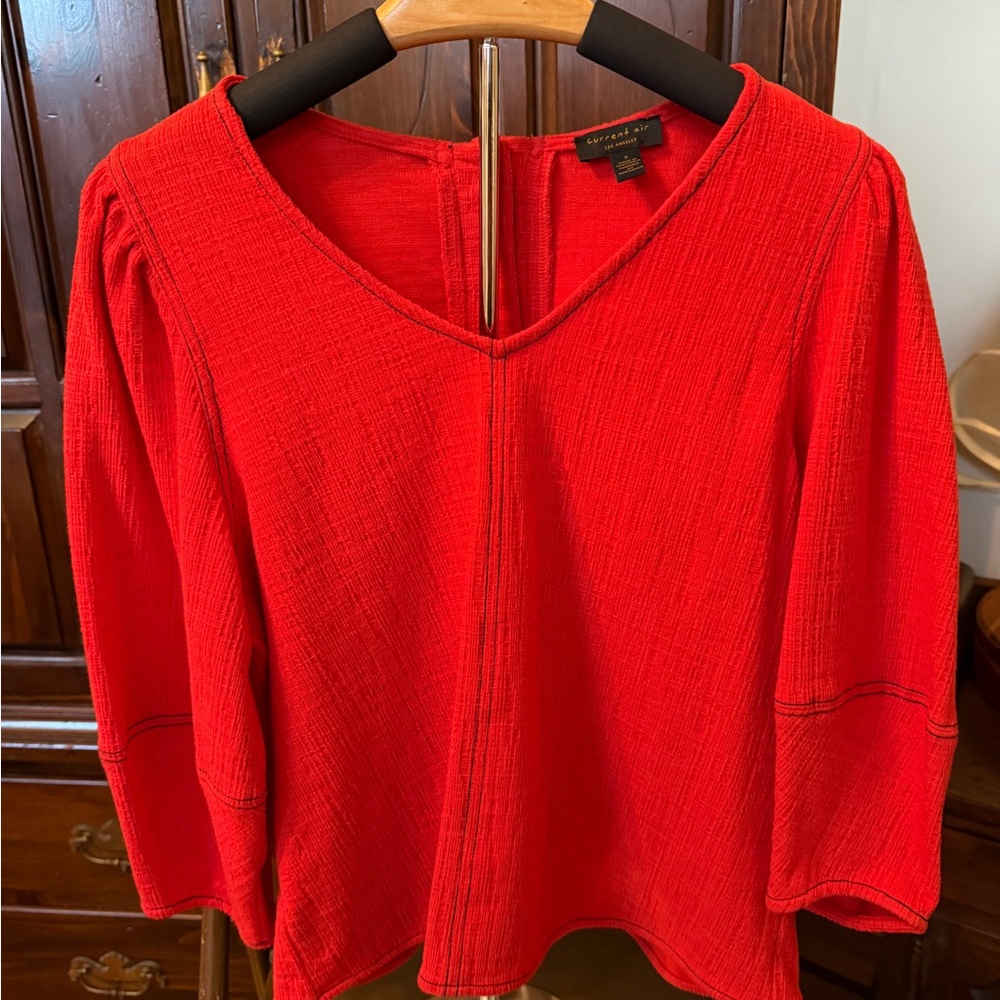Current Air Bright Red Textured Blouse